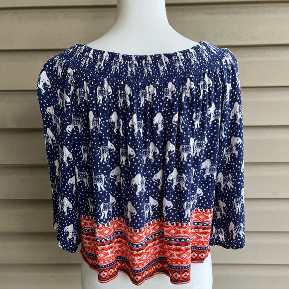 •BCNU• Boho Elephant Peasant Blouse - Size XS - Picture 6 of 9